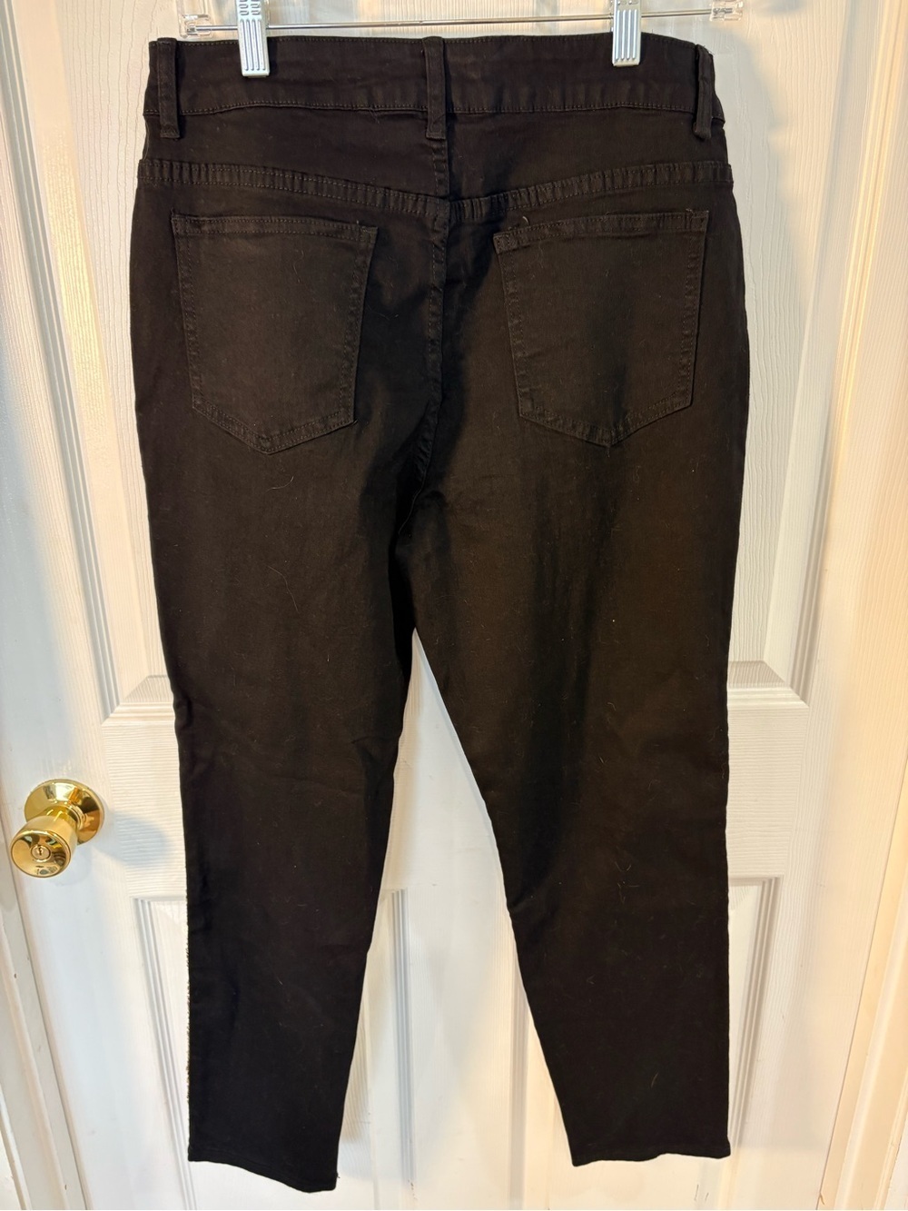 Boston Proper Black Sequin Pants with Metallic Button - Picture 2 of 6
